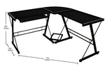 Walker Edison Soreno Modern 3-Piece Corner Desk for Home Office, Black Glass Contemporary Reclaimed Look