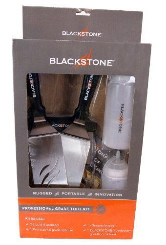 Blackstone Signature Griddle Accessories, Restaurant Grade, 2 Spatulas, 1 Chopper Scraper, 2 Bottles, FREE Recipe Book, 5 Piece Tool Kit for BBQ Grill, great for Flat Top Cooking, Camping and Tailgating