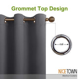 NICETOWN Thermal Insulated Grommet Blackout Curtains for Bedroom (2 Panels, W42 x L63 -Inch,Grey)