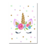 EVAIL Unicorn Wall Posters Rainbow Unicorn Canvas Wall Art Prints Painting Decoration Pictures Set of 3 (8”x11.8” for Girls Kids Bedroom Nursery Wall Decor Gift,No Frame