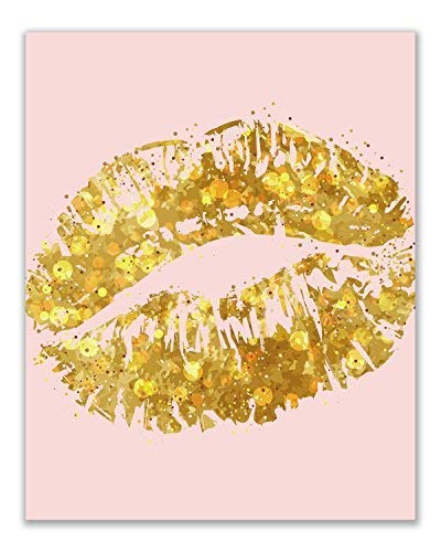 Inspirational Fashion Prints - Set of 6 (8x10) Pink and Gold Office Poster Wall Art Quotes