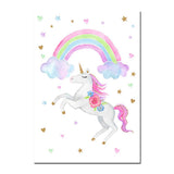 EVAIL Unicorn Wall Posters Rainbow Unicorn Canvas Wall Art Prints Painting Decoration Pictures Set of 3 (8”x11.8” for Girls Kids Bedroom Nursery Wall Decor Gift,No Frame