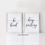 Inspirational Quote&Saying Art Painting,Work Hard,Be Kind,Stay Humble,Keep Smiling Art Print Set of 4 (8”X10” Canvas Picture，Motivational Phrases Wall Art for Office or Living Room Home Decor，No Frame