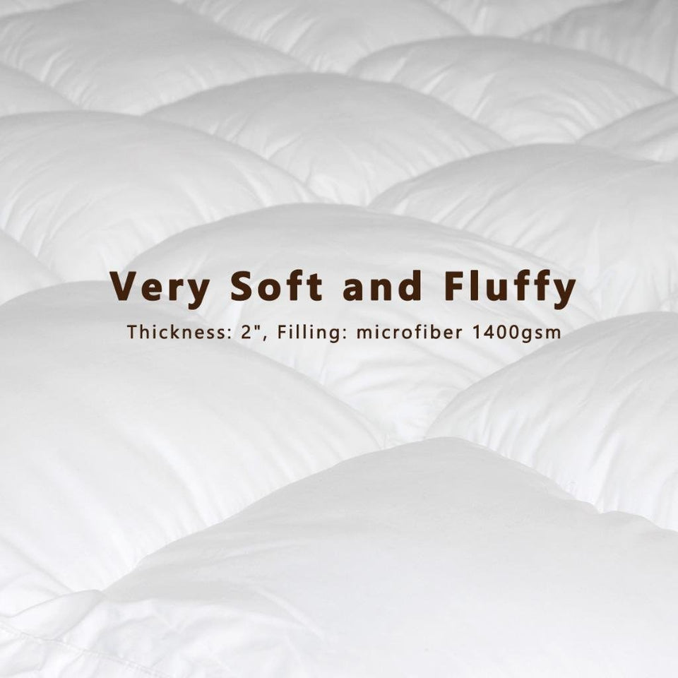 Duck & Goose Co Plush Durable Premium Hotel Quality Mattress Topper, Hypoallergenic Down Alternative Fiber with 10-Year Warranty, Queen Size, 2" H
