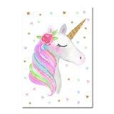 EVAIL Unicorn Wall Posters Rainbow Unicorn Canvas Wall Art Prints Painting Decoration Pictures Set of 3 (8”x11.8” for Girls Kids Bedroom Nursery Wall Decor Gift,No Frame