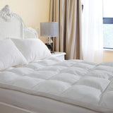 Duck & Goose Co Plush Durable Premium Hotel Quality Mattress Topper, Hypoallergenic Down Alternative Fiber with 10-Year Warranty, Queen Size, 2" H