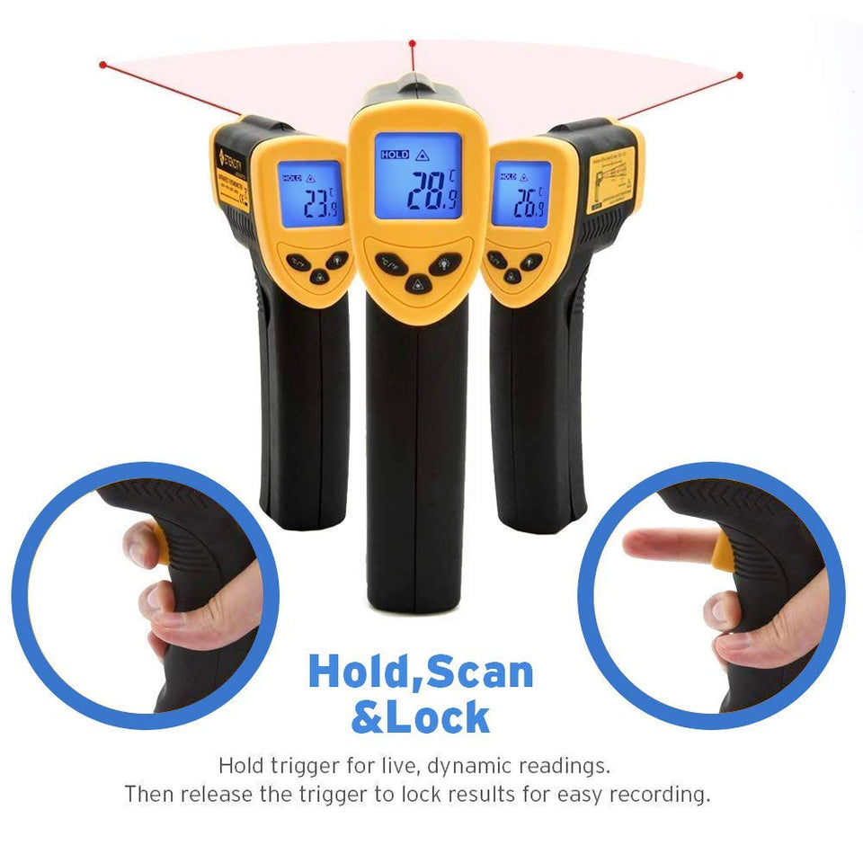 Etekcity Lasergrip 774 Non-contact Digital Laser Infrared Thermometer Temperature Gun -58℉~ 716℉ (-50℃ ~ 380℃), Yellow and Black