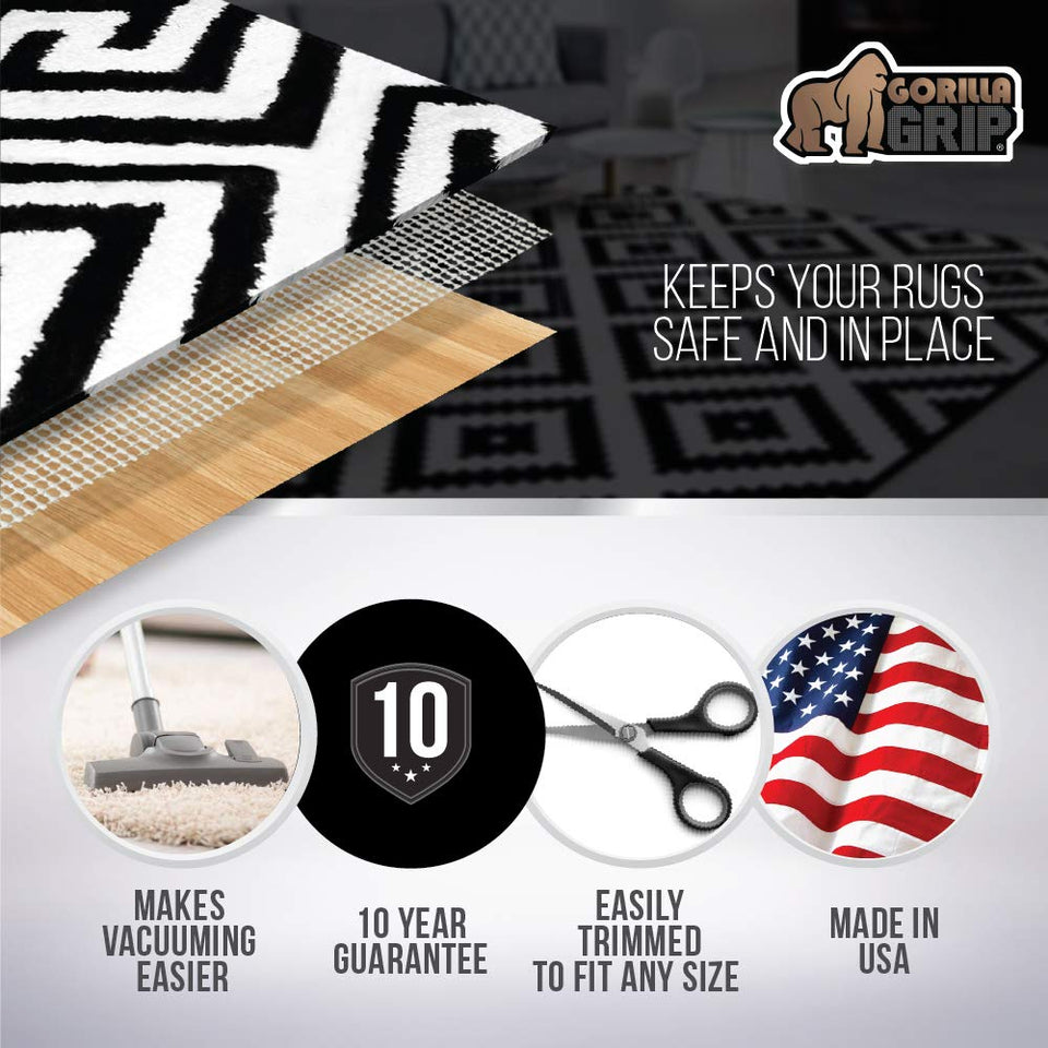 Gorilla Grip Original Area Rug Gripper Pad (5x7), Made in USA, for Hard Floors, Pads Available in Many Sizes, Provides Protection and Cushion for Area Rugs and Floors