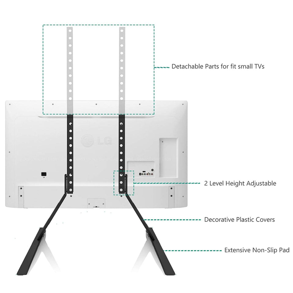 WALI Universal TV Stand Table Top for Most 22”-65” LCD Flat Screen TV, VESA up to 800 x 400mm (TVS001), Black