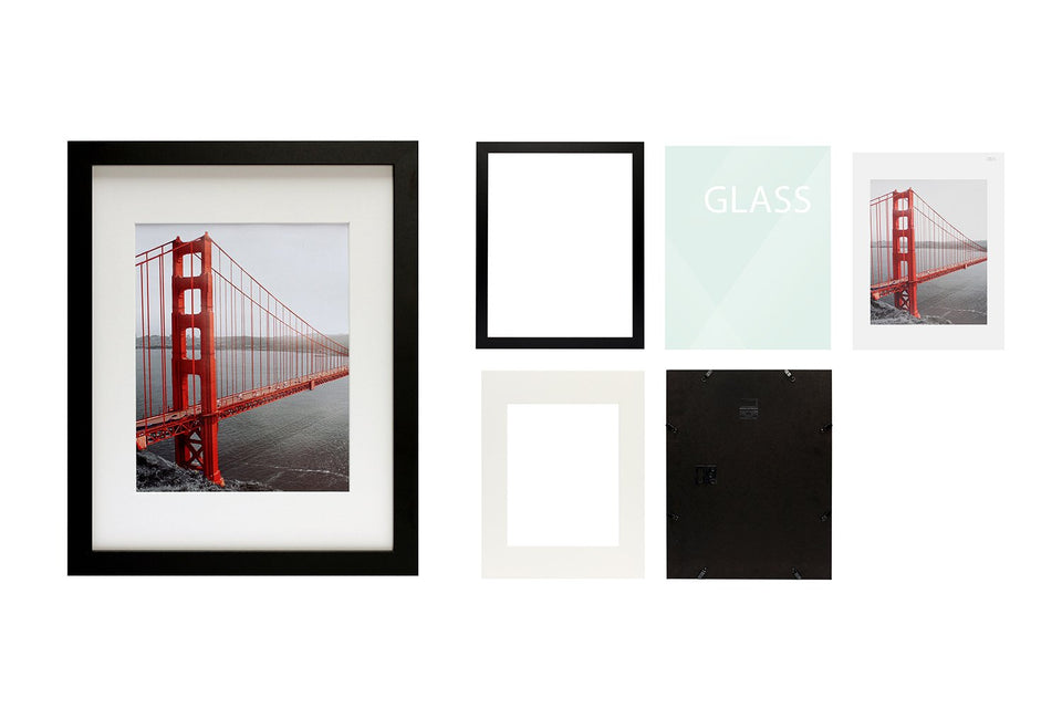 Frametory, 11x14 Black Picture Frames - Made to Display Pictures 8x10 with Mat or 11x14 Without Mat - Wide Molding - Pre-Installed Wall Mounting Hardware