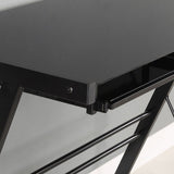 Walker Edison Soreno Modern 3-Piece Corner Desk for Home Office, Black Glass Contemporary Reclaimed Look