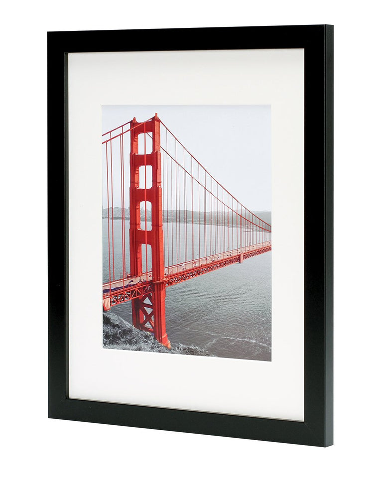 Frametory, 11x14 Black Picture Frames - Made to Display Pictures 8x10 with Mat or 11x14 Without Mat - Wide Molding - Pre-Installed Wall Mounting Hardware