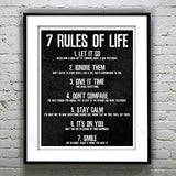 7 Rules of Life Motivational Poster - Printed on Premium Cardstock Paper - Sized 11 x 14 Inch - Perfect Print For Bedroom or Home Office