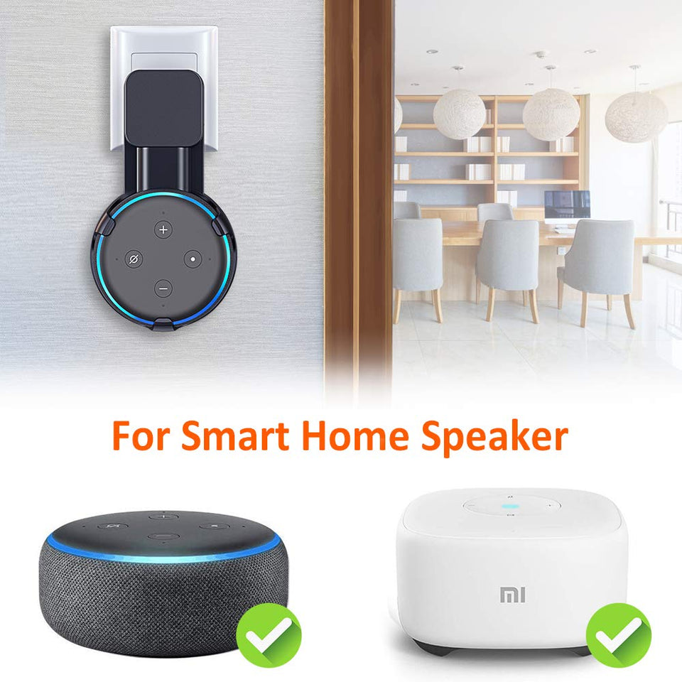 Matone Outlet Wall Mount Holder for Dot 3rd Generation & Mi AI, A Space-Saving Solution for Your Smart Home Speakers, Clever Dot Accessories with Cord Arrangement Hide Messy Wires - Black