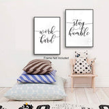 Inspirational Quote&Saying Art Painting,Work Hard,Be Kind,Stay Humble,Keep Smiling Art Print Set of 4 (8”X10” Canvas Picture，Motivational Phrases Wall Art for Office or Living Room Home Decor，No Frame