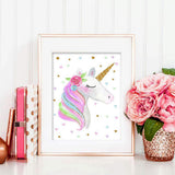 EVAIL Unicorn Wall Posters Rainbow Unicorn Canvas Wall Art Prints Painting Decoration Pictures Set of 3 (8”x11.8” for Girls Kids Bedroom Nursery Wall Decor Gift,No Frame