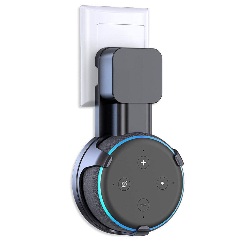 Matone Outlet Wall Mount Holder for Dot 3rd Generation & Mi AI, A Space-Saving Solution for Your Smart Home Speakers, Clever Dot Accessories with Cord Arrangement Hide Messy Wires - Black