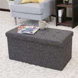 Seville Classics WEB284 Foldable Storage Bench/Footrest/Coffee Table Ottoman, Single, Charcoal Grey