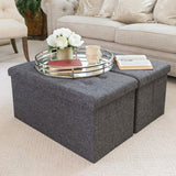 Seville Classics WEB284 Foldable Storage Bench/Footrest/Coffee Table Ottoman, Single, Charcoal Grey