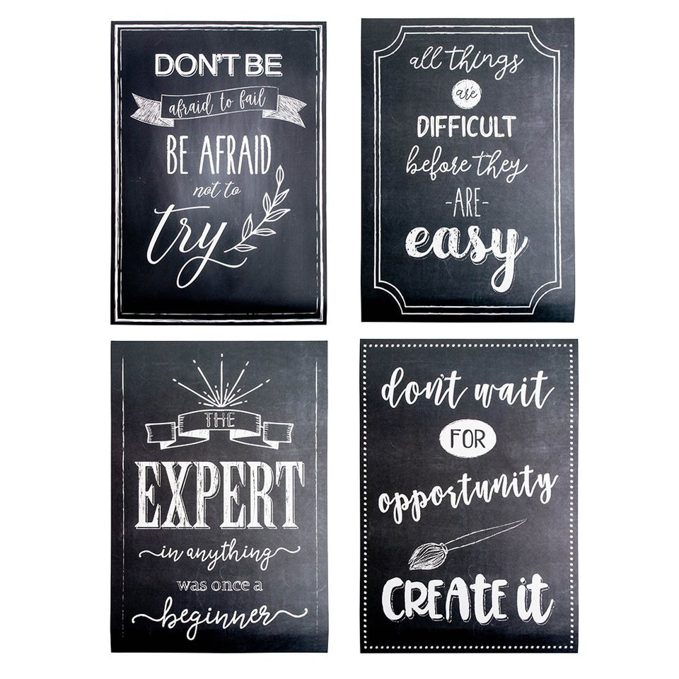 Motivational Posters for Students - 20-Pack Inspirational Posters, Classroom Posters with Inspiring Quotes, Chalkboard Design, Perfect for School Classroom and Office Decoration, 13 x 19 Inches
