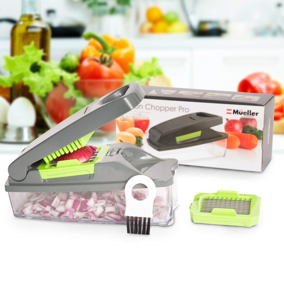 Mueller Onion Chopper Pro Vegetable Chopper - Strongest - NO MORE TEARS 30% Heavier Duty Multi Vegetable-Fruit-Cheese-Onion Chopper-Dicer-Kitchen Cutter