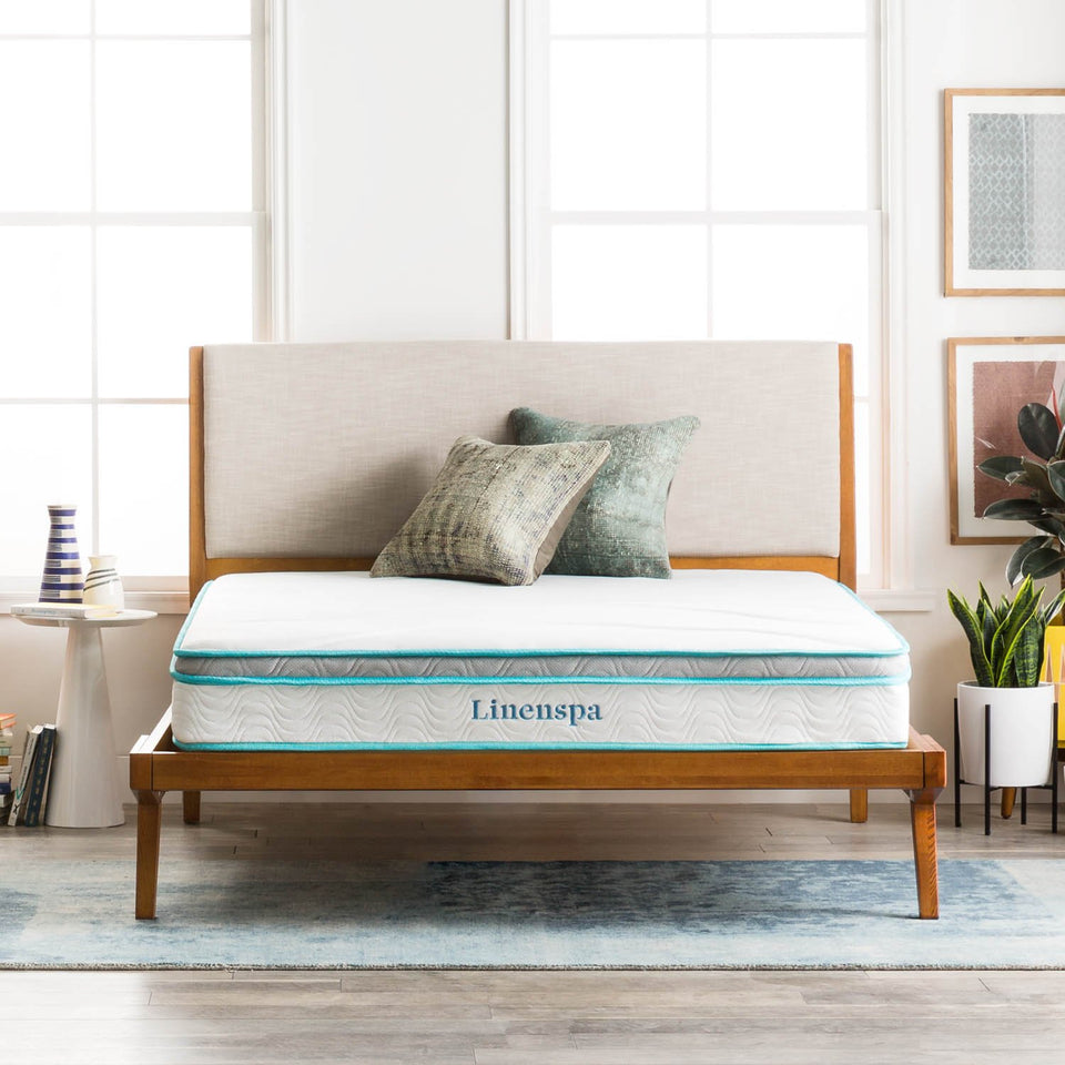 Linenspa 8 Inch Memory Foam and Innerspring Hybrid Mattress - Medium-Firm Feel - Twin