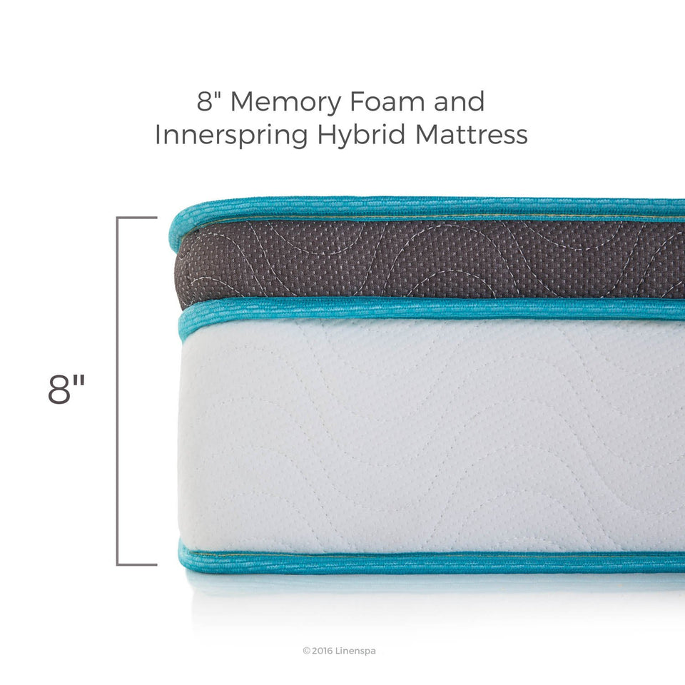 Linenspa 8 Inch Memory Foam and Innerspring Hybrid Mattress - Medium-Firm Feel - Twin