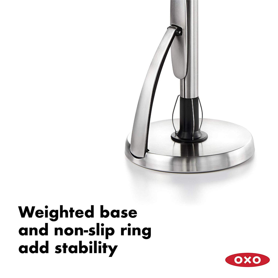 OXO Good Grips SimplyTear Standing Paper Towel Holder, Brushed Stainless Steel