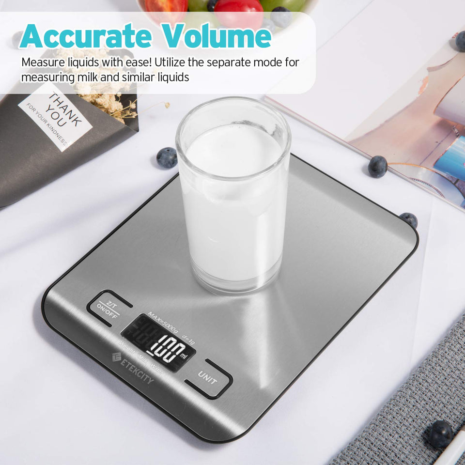 Etekcity Food Digital Kitchen Weight Scale Grams and Ounces, Small, Backlit, Stainless Steel