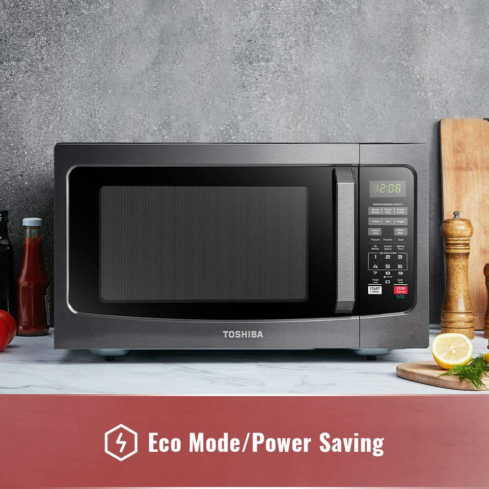 Toshiba EM131A5C-BS Microwave Oven with Smart Sensor, Easy Clean Interior, ECO Mode and Sound On/Off, 1.2 Cu.ft, 1100W, Black Stainless Steel