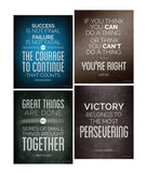 Historical Quote Motivational Posters; Success Wall Art Inspired by Famous Leaders and Thinkers, 8x10 Inch, Set of 4