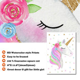 EVAIL Unicorn Wall Posters Rainbow Unicorn Canvas Wall Art Prints Painting Decoration Pictures Set of 3 (8”x11.8” for Girls Kids Bedroom Nursery Wall Decor Gift,No Frame