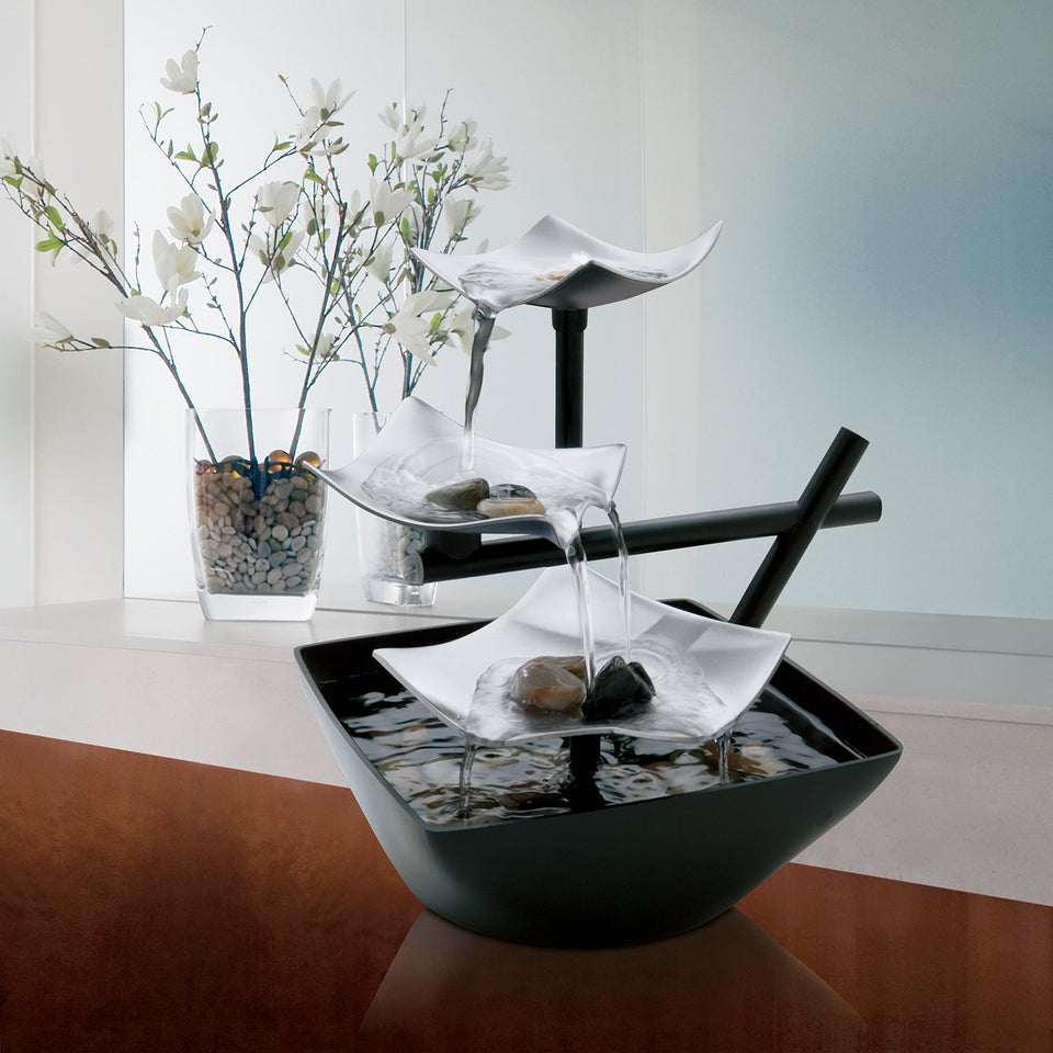 Silver Springs Relaxation Fountain | Illuminated Waterfall, Natural Stones, Soothing Sounds, Tabletop Zen Fountain | Indoor or Outdoor, On/Off Switch, Automatic Pump | EnviraScape HoMedics