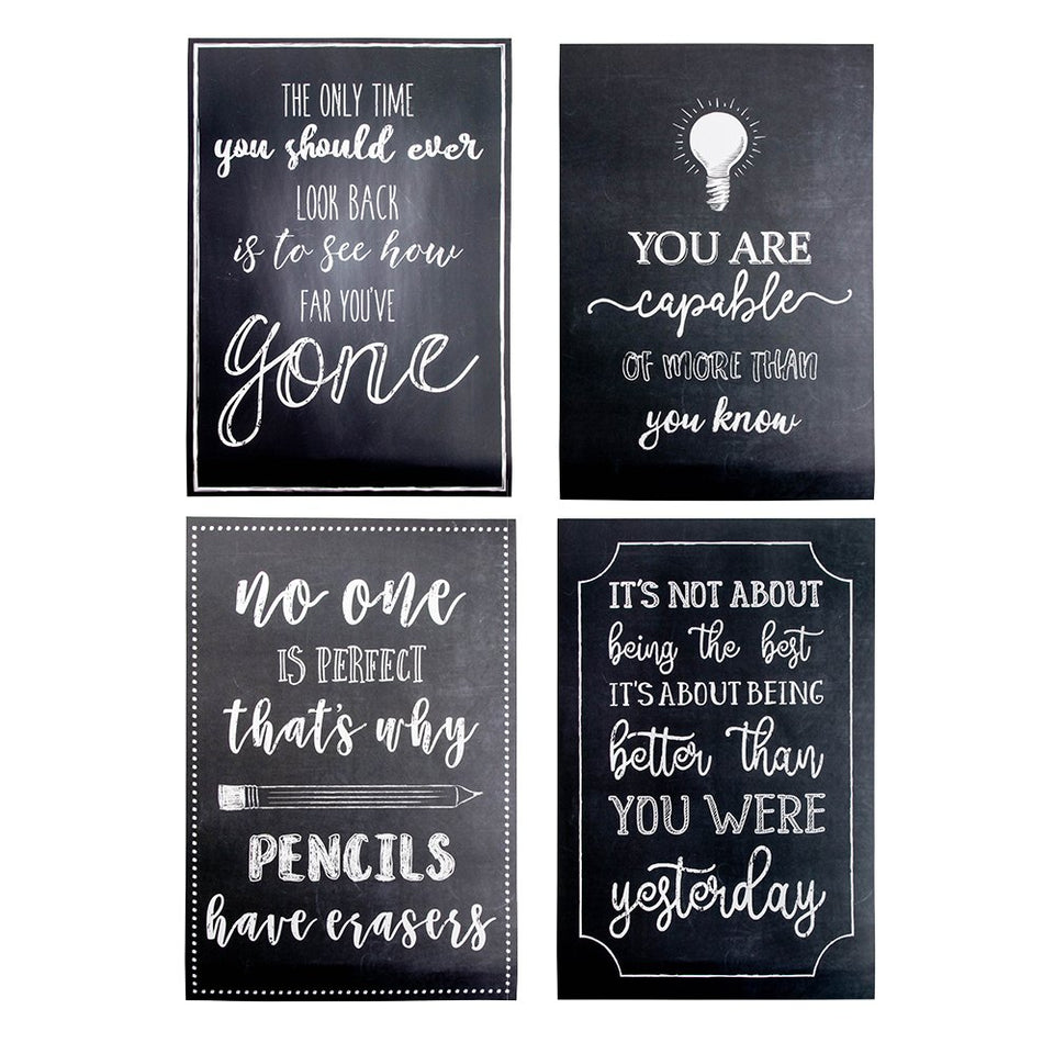 Motivational Posters for Students - 20-Pack Inspirational Posters, Classroom Posters with Inspiring Quotes, Chalkboard Design, Perfect for School Classroom and Office Decoration, 13 x 19 Inches
