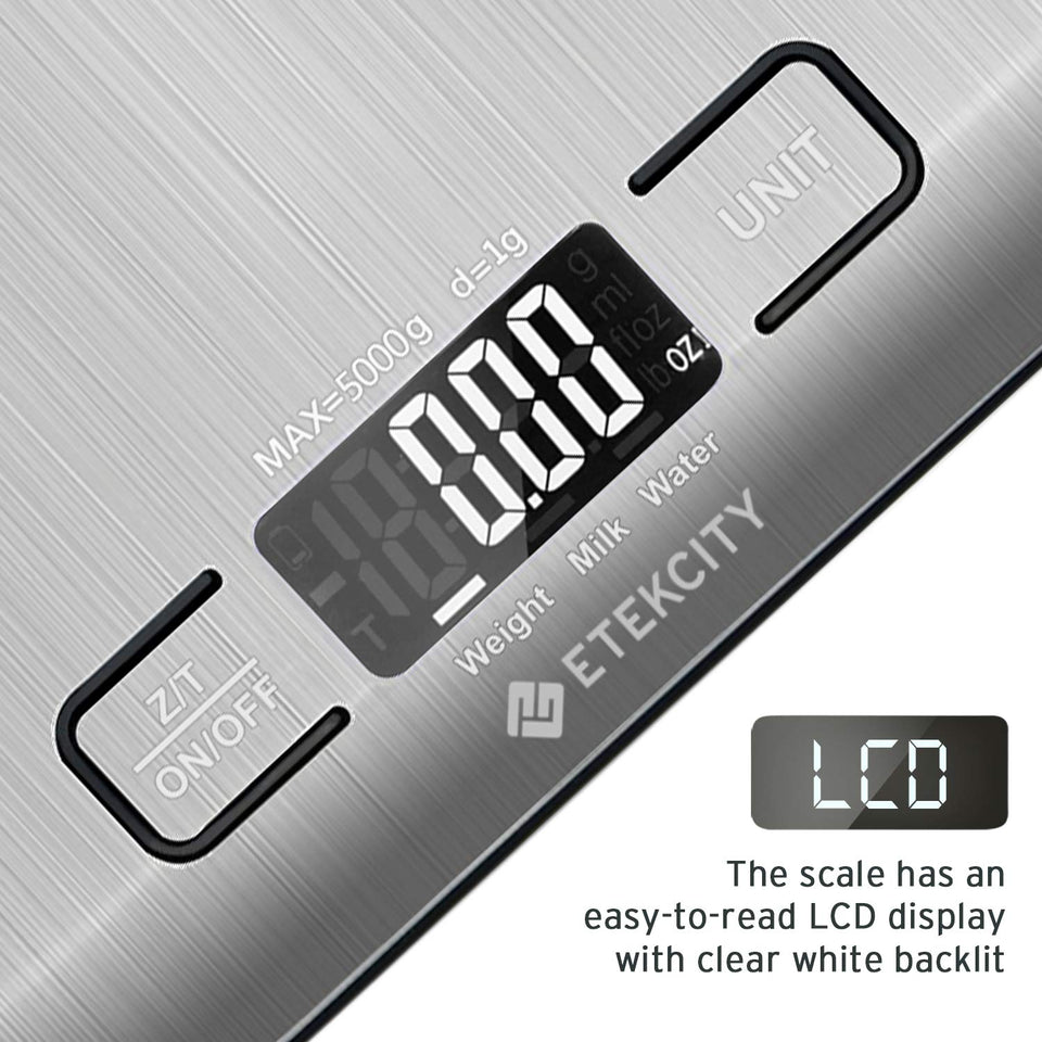 Etekcity Food Digital Kitchen Weight Scale Grams and Ounces, Small, Backlit, Stainless Steel