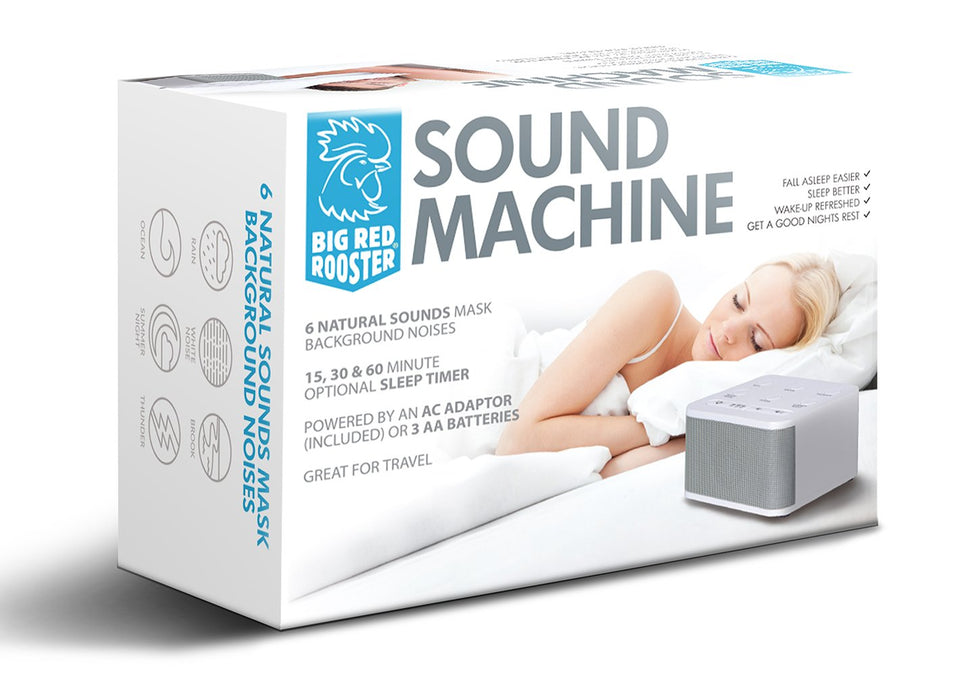 Big Red Rooster White Noise Machine - Sound Machine For Sleeping & Relaxation - 6 Natural and Soothing Sounds - Plug In Or Battery Powered - Portable Sleep Sound Therapy for Home, Office or Travel