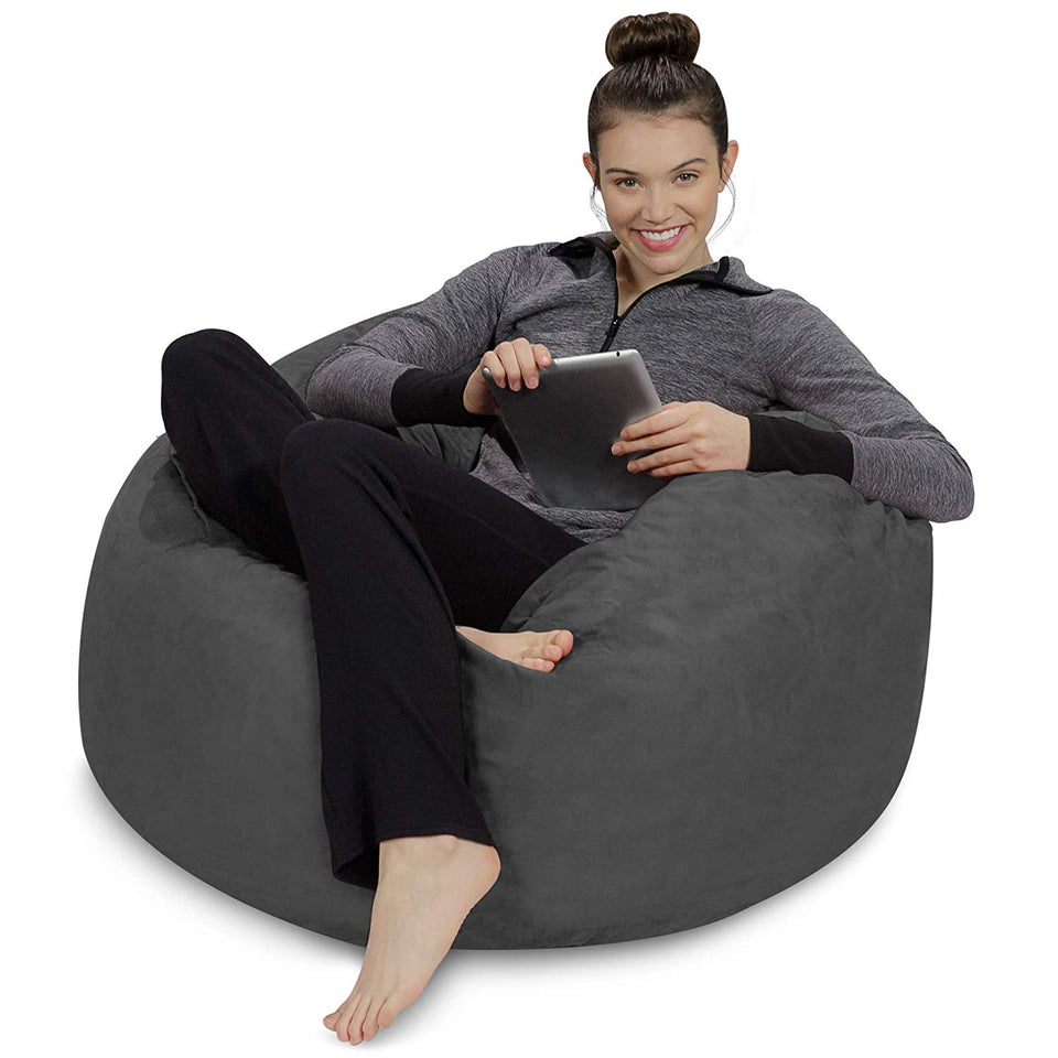 Sofa Sack - Plush, Ultra Soft Bean Bag Chair - Memory Foam Bean Bag Chair with Microsuede Cover - Stuffed Foam Filled Furniture and Accessories for Dorm Room - Charcoal 3'