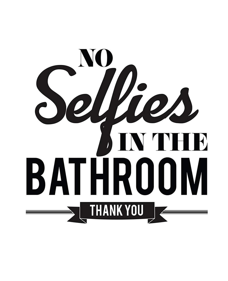 Typography Bathroom UNFRAMED Wall Art & Pictures | Set of 4 Funny Bathroom Quotes & Rules | Best Modern Toilet Decor Words & Letters | Premium Card Stock Sayings Posters | Black & White Prints 8 x 10