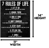 7 Rules of Life Motivational Poster - Printed on Premium Cardstock Paper - Sized 11 x 14 Inch - Perfect Print For Bedroom or Home Office