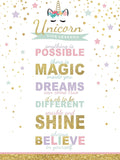 wallsthatspeak Girl's Room Unicorn Magic Life Lessons - Unframed Rainbow Sparkle 12x16 Inch Wall Decor Art Print Poster