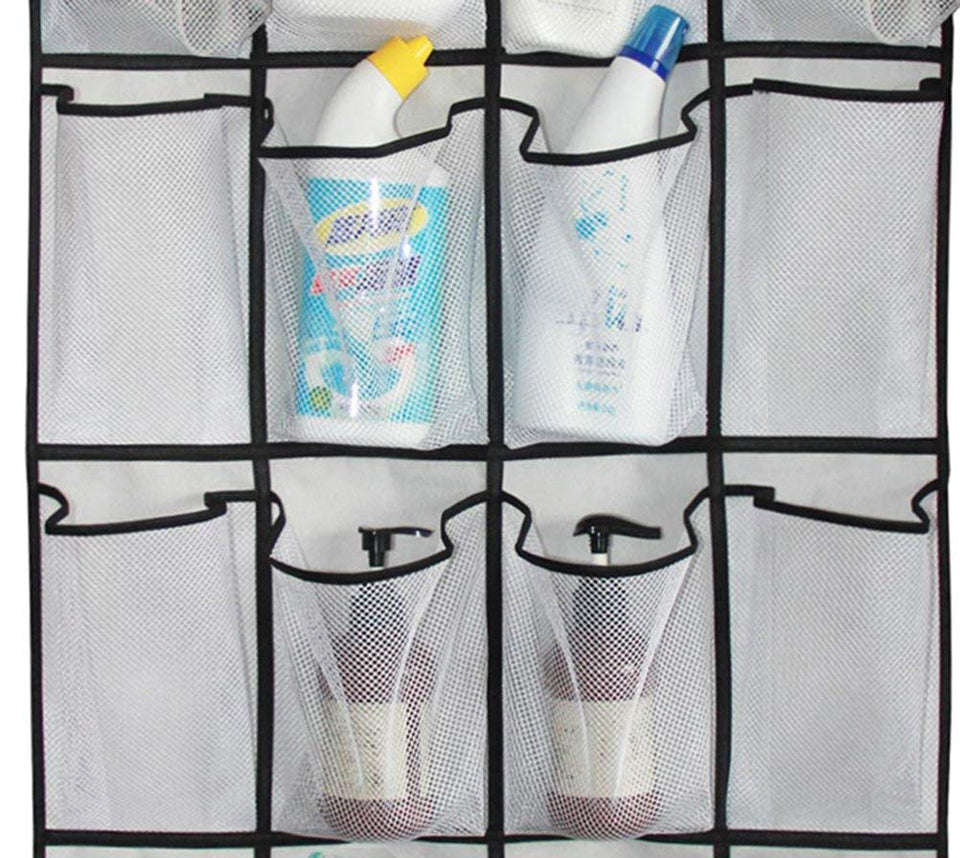 MISSLO Over The Door Shoe Organizer 24 Large Mesh Pockets, White
