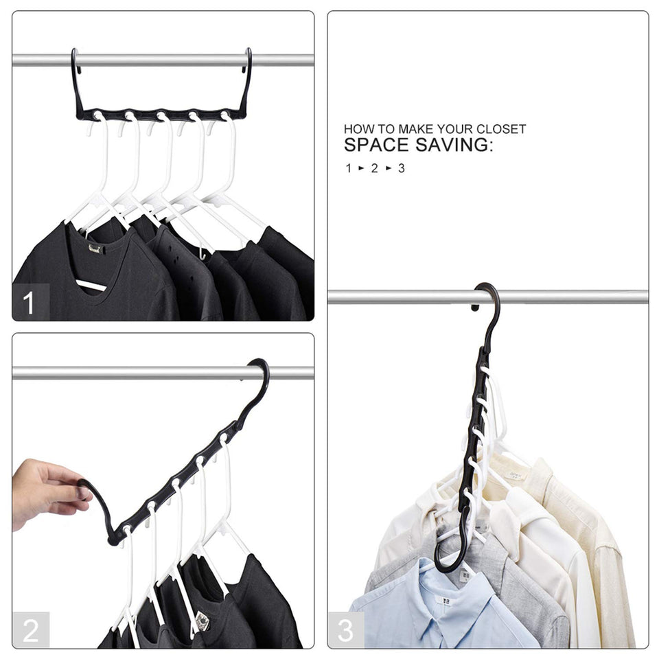 HOUSE DAY Black Magic Hangers Space Saving Clothes Hangers Organizer Smart Closet Space Saver Pack of 10 with Sturdy Plastic for Heavy Clothes