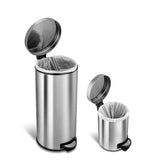 NINESTARS CB-SOT-30-1/5-1 Step-on Trash Can Combo Set, 8 Gal 30L & 1.2 Gal 5L, Stainless Steel Base (Round, Stainless Steel Lid)