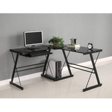 Walker Edison Soreno Modern 3-Piece Corner Desk for Home Office, Black Glass Contemporary Reclaimed Look