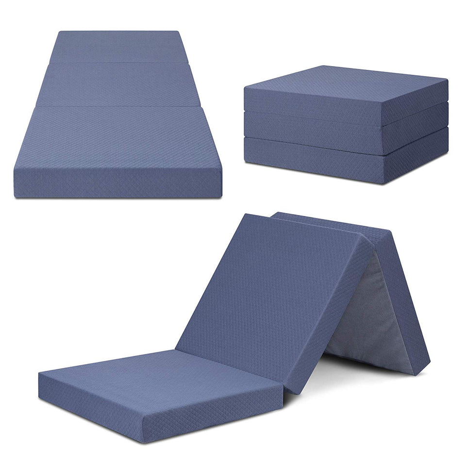 Olee Sleep Topper Tri-Folding Memory Foam, 4 Inch, Grey