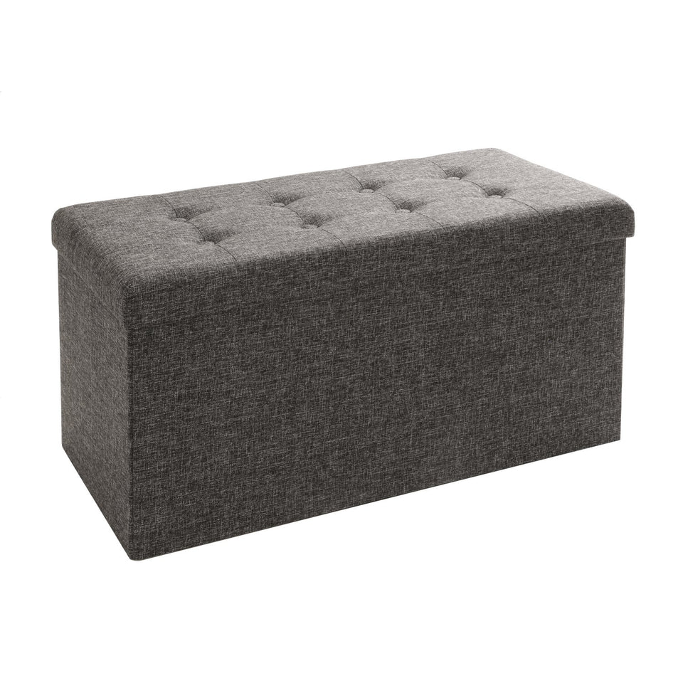 Seville Classics WEB284 Foldable Storage Bench/Footrest/Coffee Table Ottoman, Single, Charcoal Grey