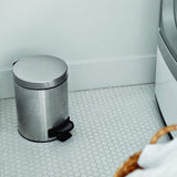 NINESTARS CB-SOT-30-1/5-1 Step-on Trash Can Combo Set, 8 Gal 30L & 1.2 Gal 5L, Stainless Steel Base (Round, Stainless Steel Lid)