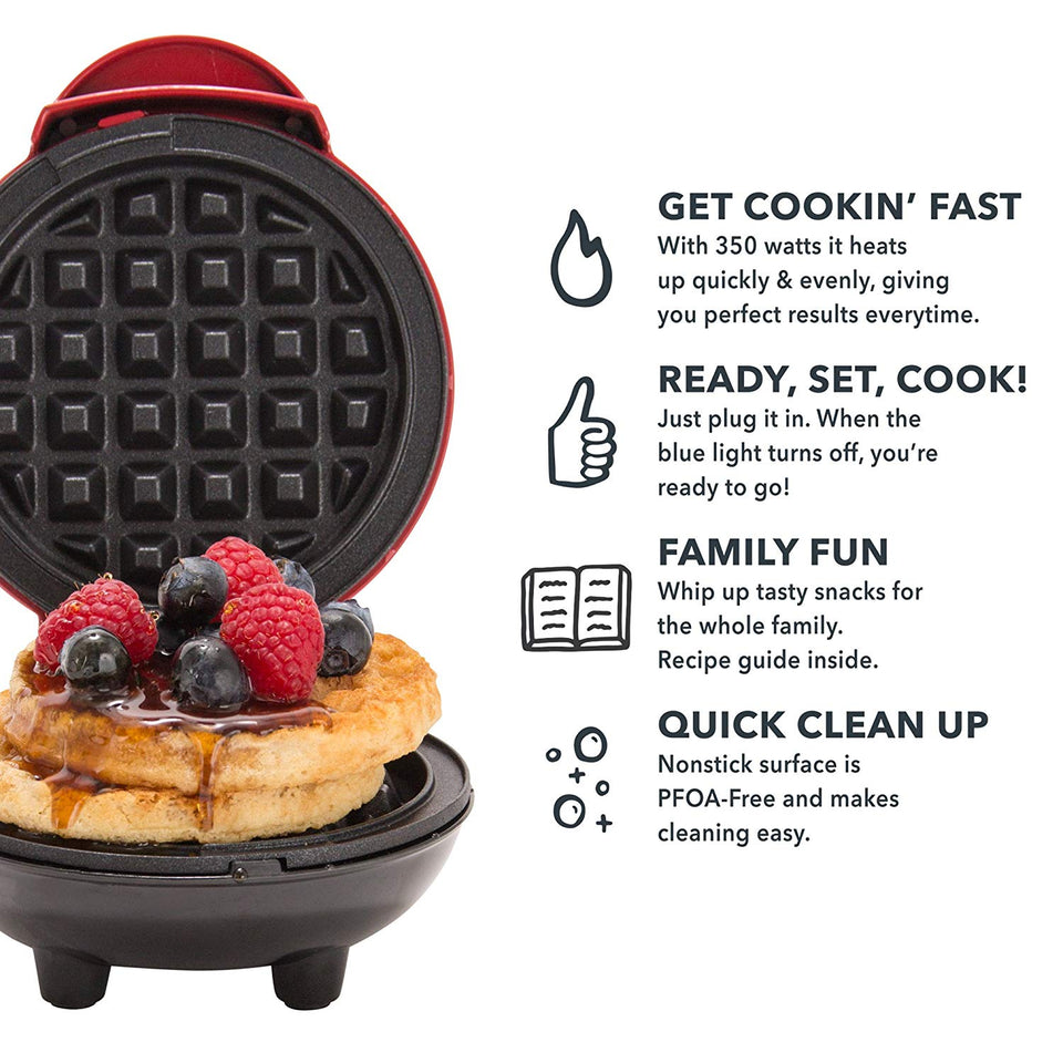 Dash Mini Maker: The Mini Waffle Maker Machine for Individual Waffles, Paninis, Hash browns, & other on the go Breakfast, Lunch, or Snacks - Aqua