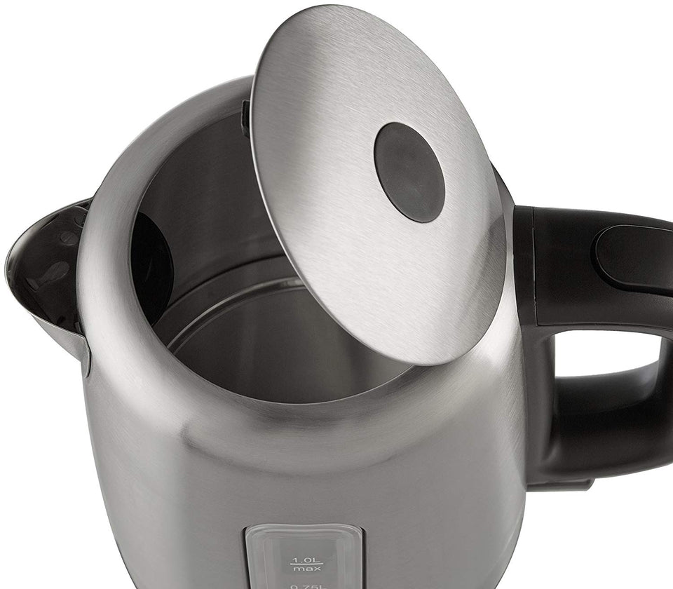 AmazonBasics Stainless Steel Porrtable Electric Hot Water Kettle - 1 Liter, Silver