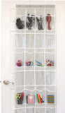 24 Pockets - SimpleHouseware Crystal Clear Over The Door Hanging Shoe Organizer, Gray (64'' x 19'')